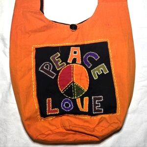 Orange Peace Love Tote Bag